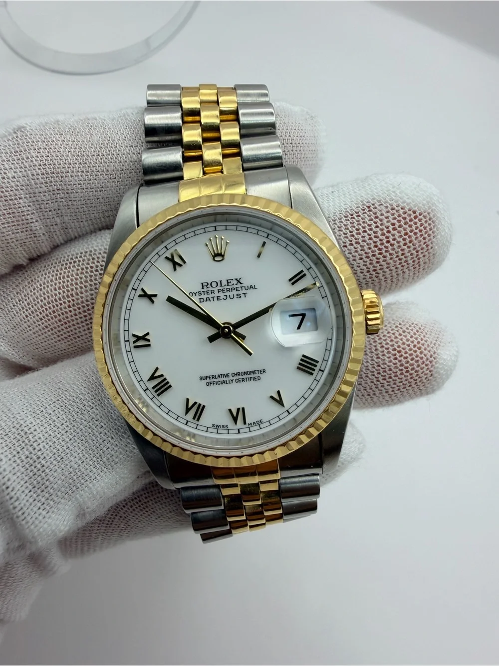 Rolex Two-Tone Gold and Silver Datejust with White Dial
